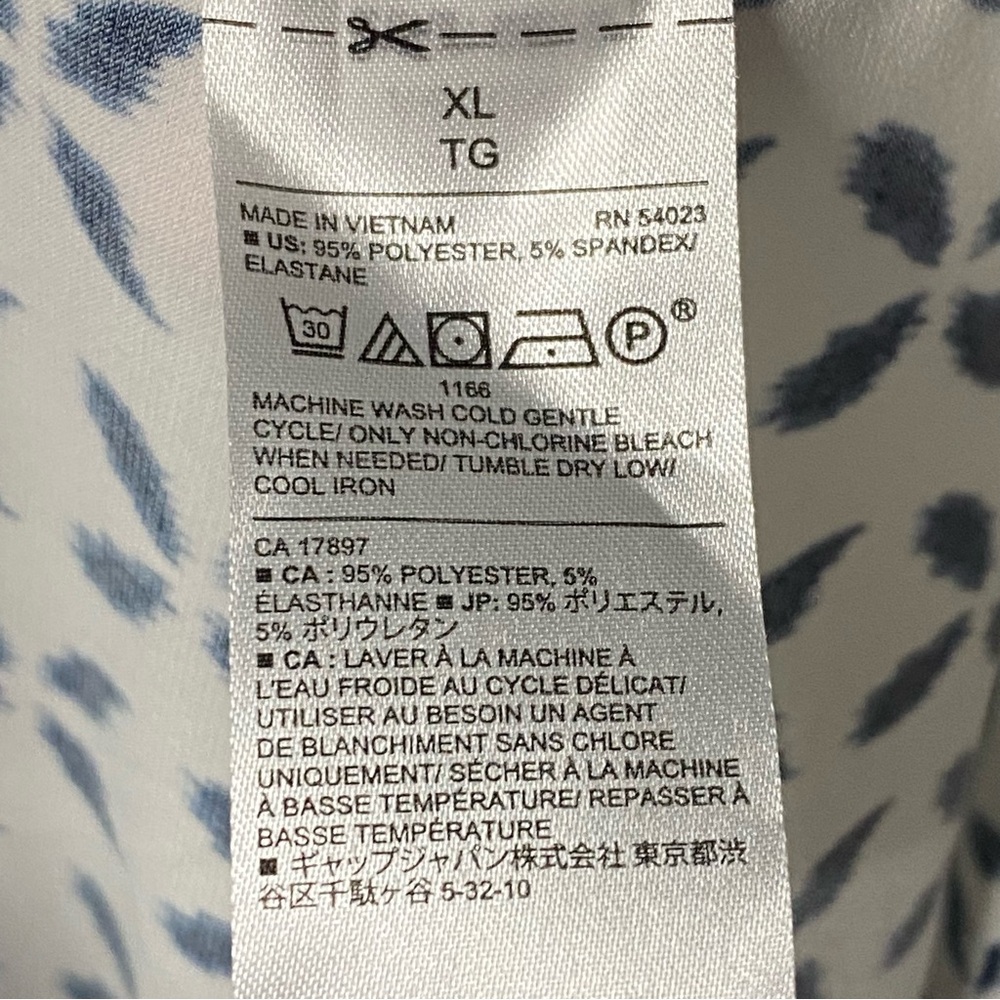 Banana Republic Dress Women XL White Blue Geometric Lightweight Empire Waist - Picture 8 of 8